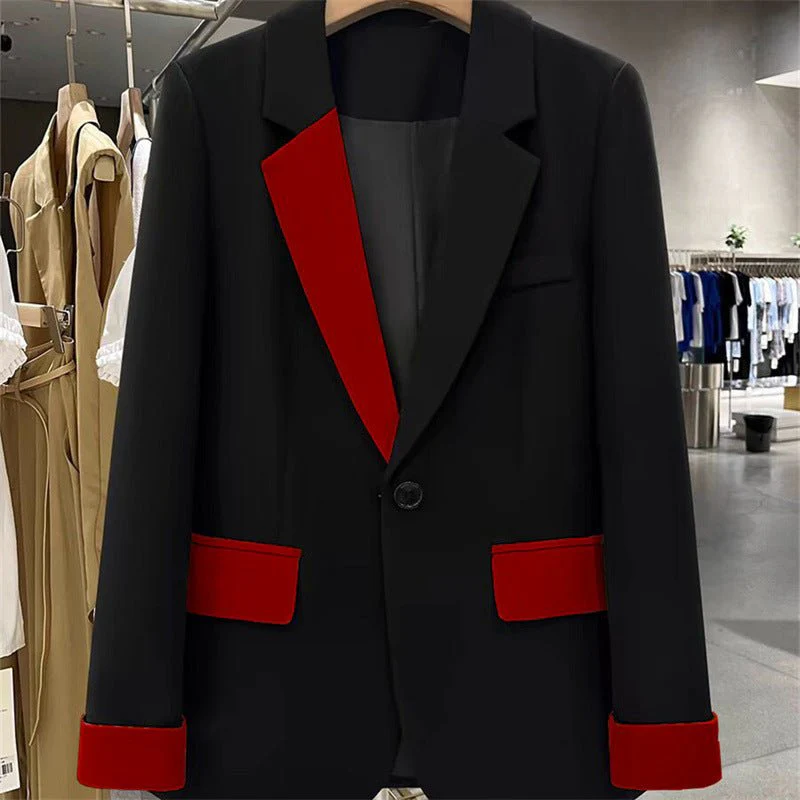 Black contrast stitching suit jacket for women 2025 new hot style this year light luxury Blazer FD - Image 10