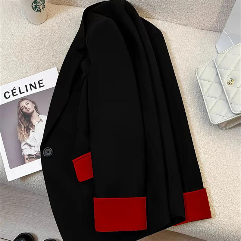 Black contrast stitching suit jacket for women 2025 new hot style this year light luxury Blazer FD - Image 12