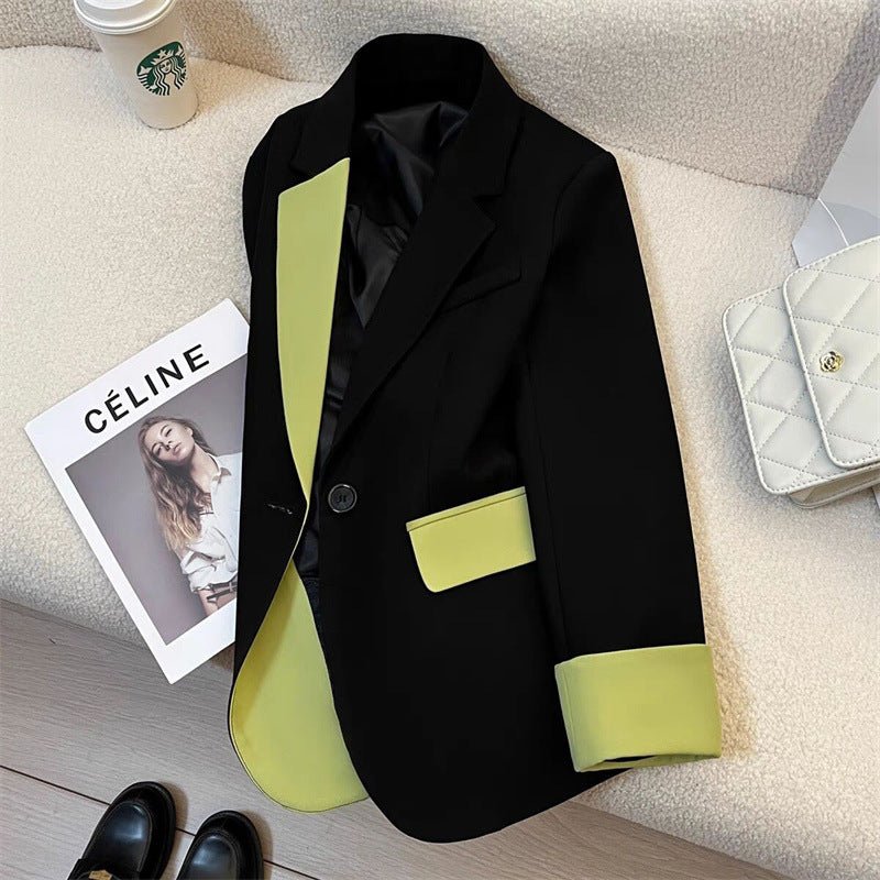 Black contrast stitching suit jacket for women 2025 new hot style this year light luxury Blazer FD - Image 14