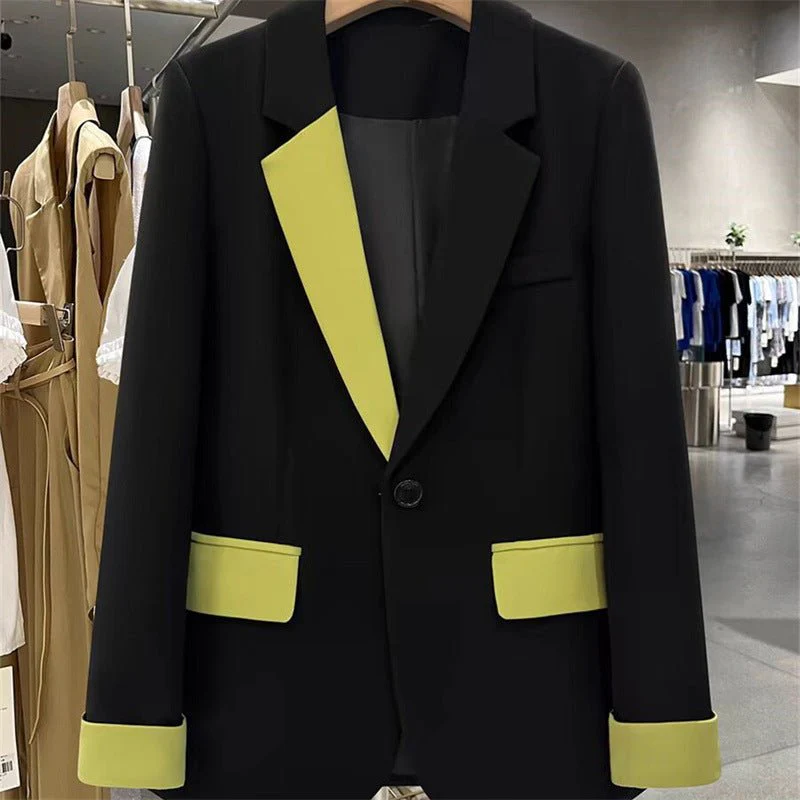 Black contrast stitching suit jacket for women 2025 new hot style this year light luxury Blazer FD - Image 9
