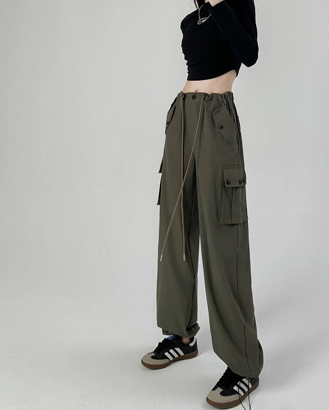 Black overalls women's pants women's spring and autumn high waist wide leg sweatpants slim casual straight sports pants - Image 11