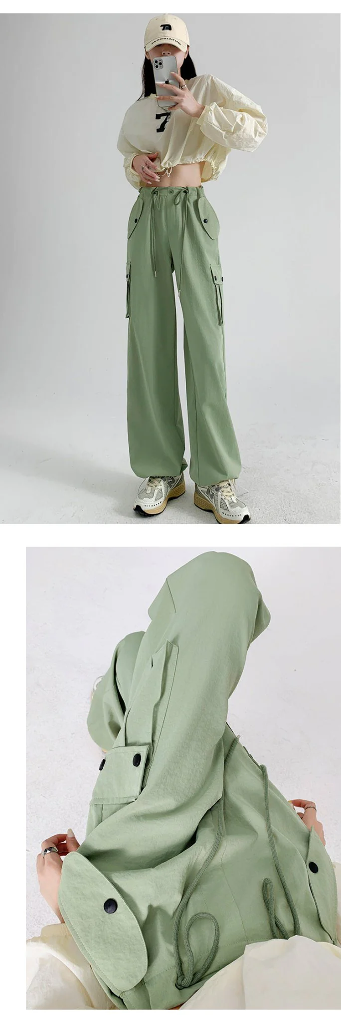 Black overalls women's pants women's spring and autumn high waist wide leg sweatpants slim casual straight sports pants - Image 21