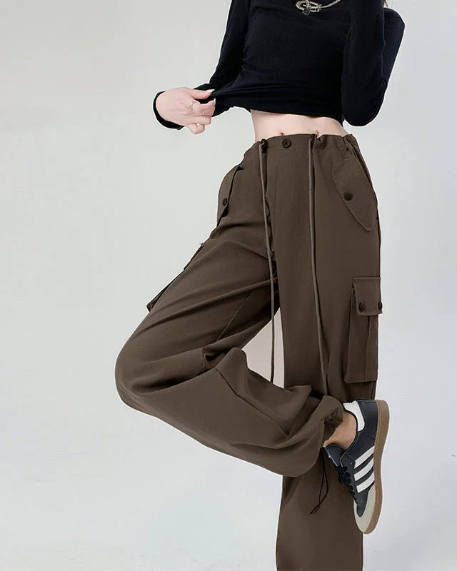 Black overalls women's pants women's spring and autumn high waist wide leg sweatpants slim casual straight sports pants - Image 4