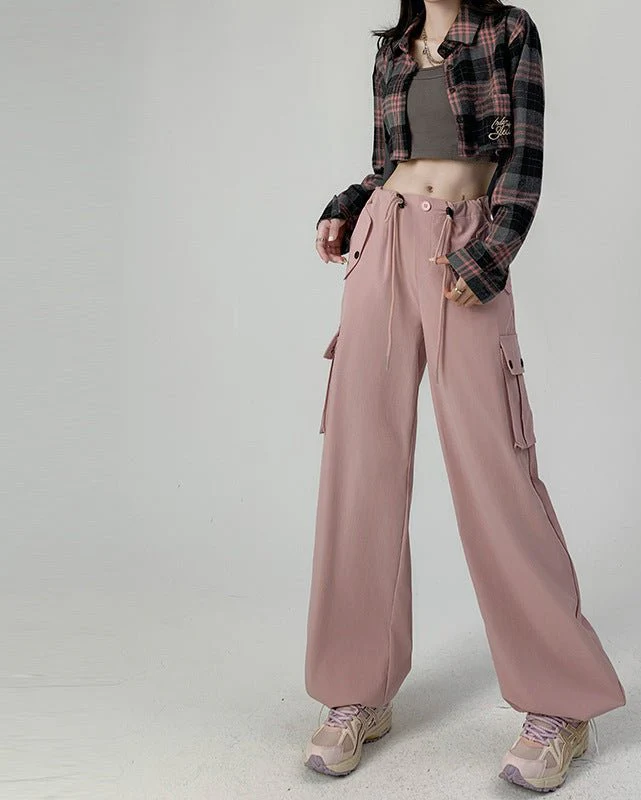 Black overalls women's pants women's spring and autumn high waist wide leg sweatpants slim casual straight sports pants - Image 8