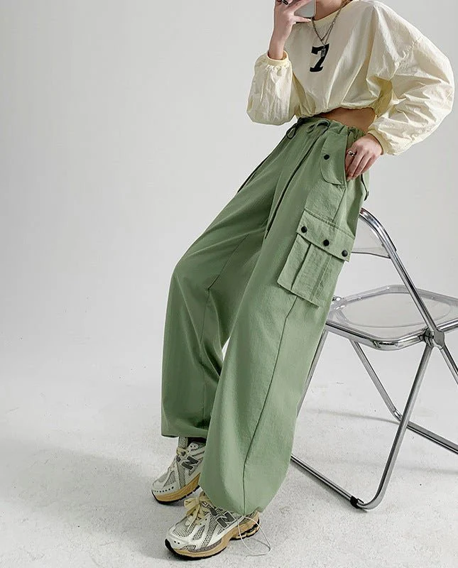 Black overalls women's pants women's spring and autumn high waist wide leg sweatpants slim casual straight sports pants - Image 9