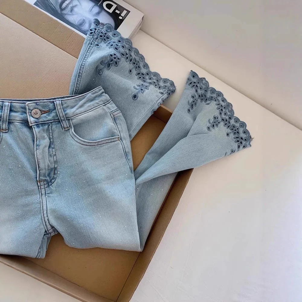 Blue Women’s High-Waist Nine-Point Straight-Leg Denim Jeans – Japanese & Korean Casual Style with Button & Zipper Detail | Summer 2025 Collection FD - Image 4