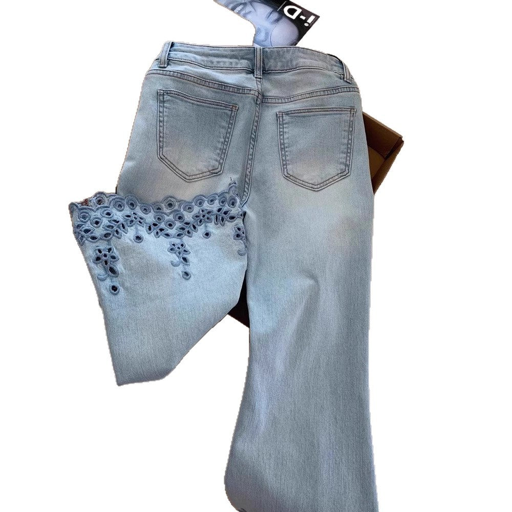 Blue Women’s High-Waist Nine-Point Straight-Leg Denim Jeans – Japanese & Korean Casual Style with Button & Zipper Detail | Summer 2025 Collection FD - Image 5