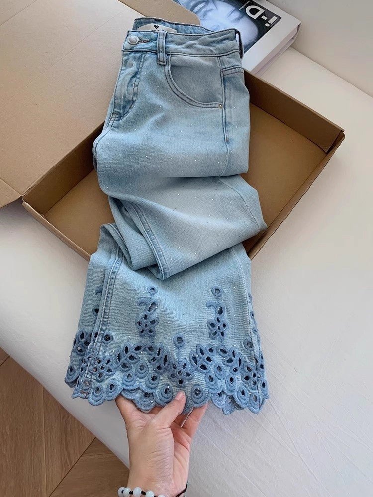 Blue Women’s High-Waist Nine-Point Straight-Leg Denim Jeans – Japanese & Korean Casual Style with Button & Zipper Detail | Summer 2025 Collection FD - Image 6