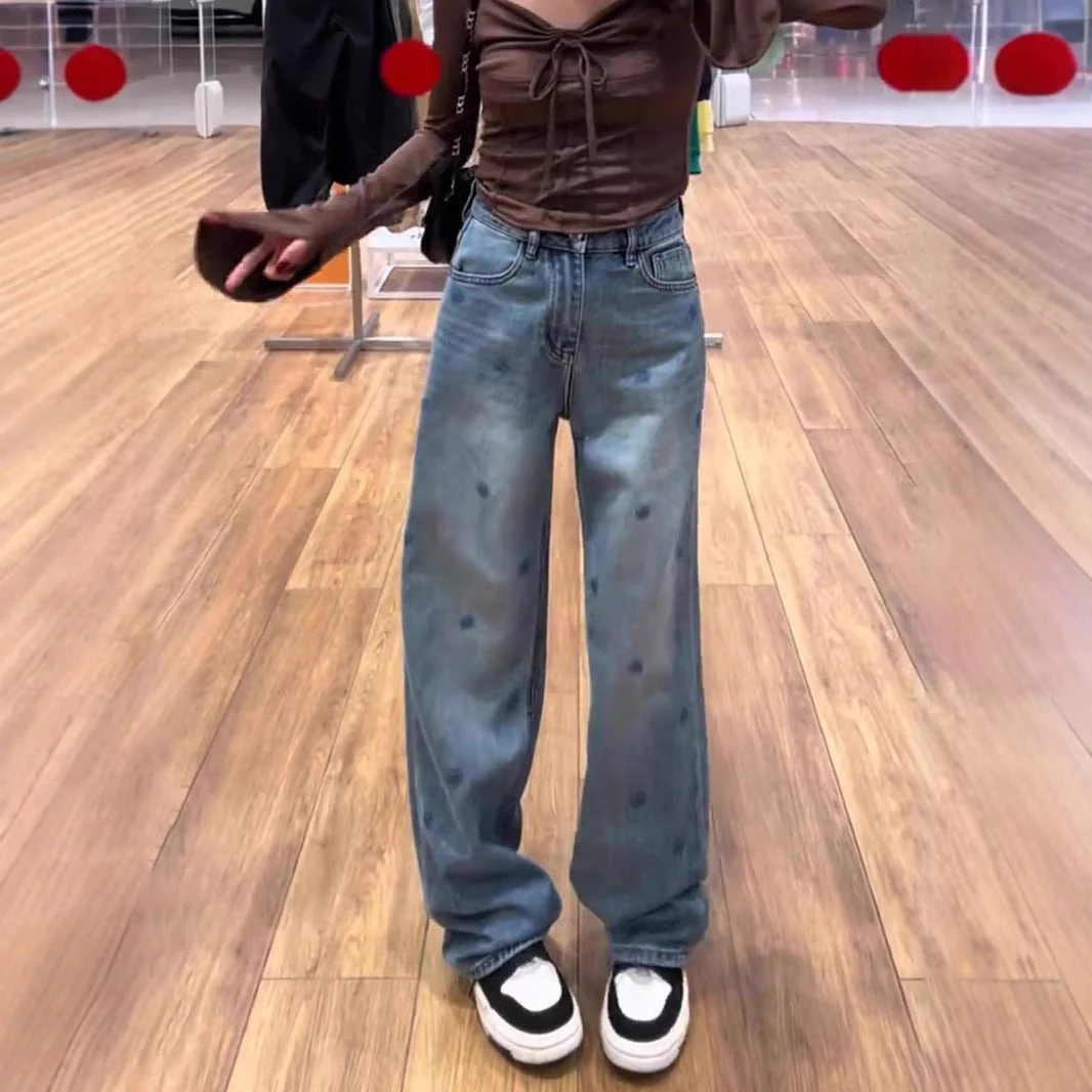 Blue Women’s High-Waist Wide-Leg Denim Jeans – Minimalist Japanese & Korean Casual Style with Pocket Detail | Spring 2025 Collection - Image 2