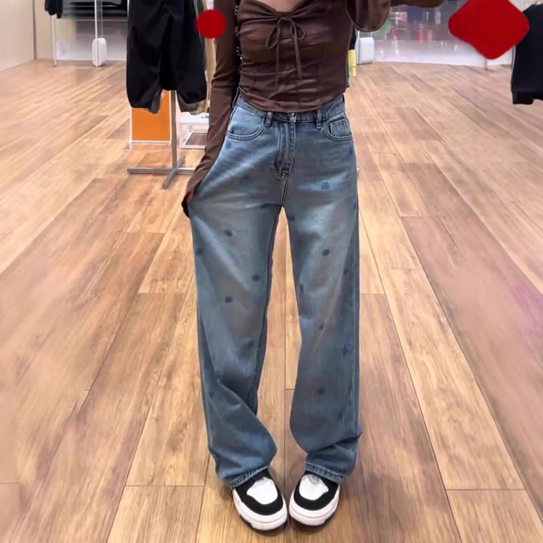 Blue Women’s High-Waist Wide-Leg Denim Jeans – Minimalist Japanese & Korean Casual Style with Pocket Detail | Spring 2025 Collection - Image 3