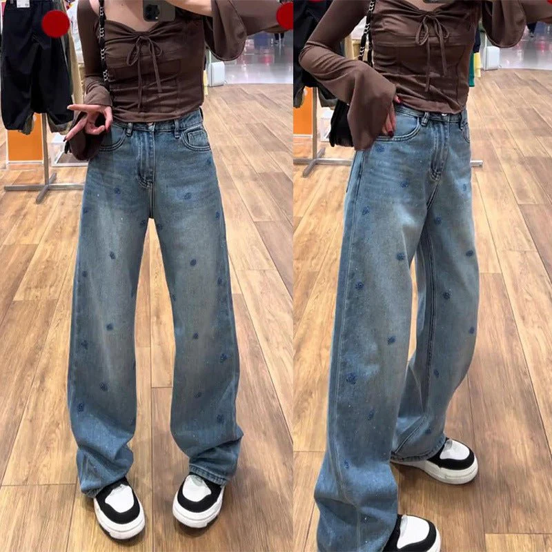 Blue Women’s High-Waist Wide-Leg Denim Jeans – Minimalist Japanese & Korean Casual Style with Pocket Detail | Spring 2025 Collection - Image 6