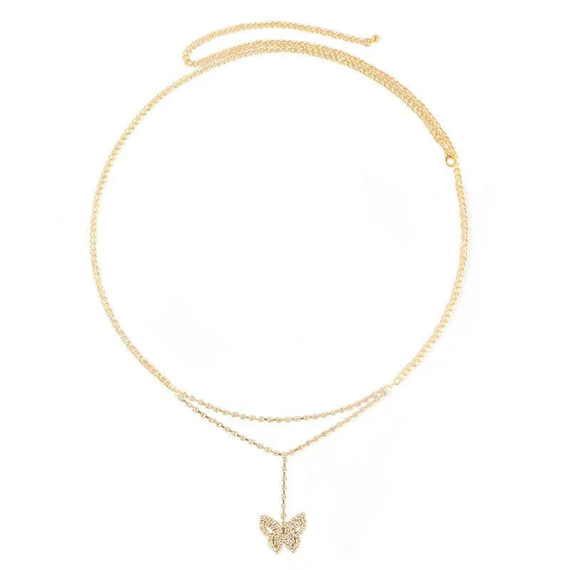 Body chain new simple fashion beach high-grade rhinestone butterfly waist jewelry - Image 5