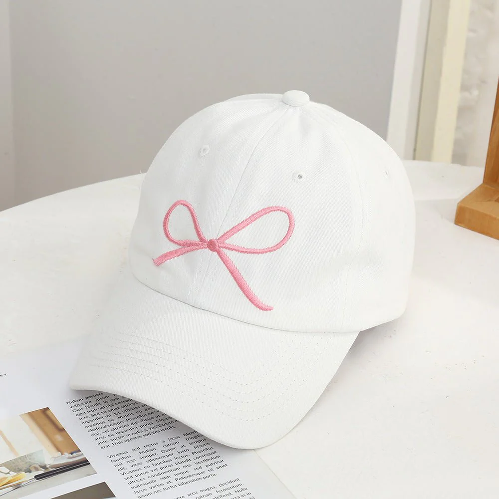 Bow cap women's fashion casual style baseball cap simple summer embroidery sun hat - Image 3