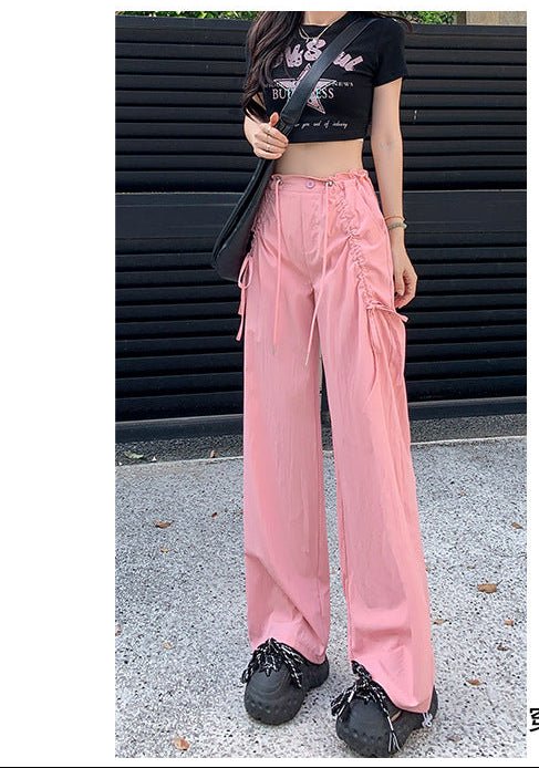Bow overalls women's spring and autumn 2025 new high-waisted drawstring wide-leg pants quick-drying American sweatpants - Image 3