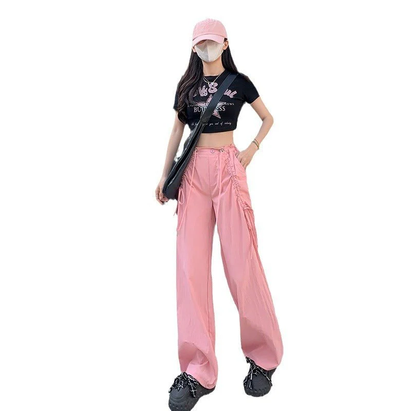 Bow overalls women's spring and autumn 2025 new high-waisted drawstring wide-leg pants quick-drying American sweatpants - Image 5