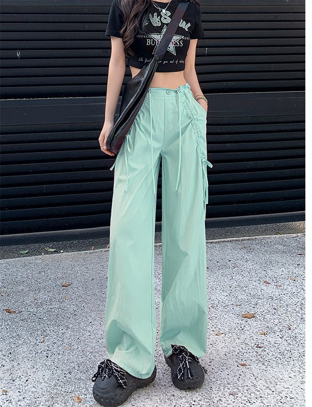 Bow overalls women's spring and autumn 2025 new high-waisted drawstring wide-leg pants quick-drying American sweatpants - Image 7
