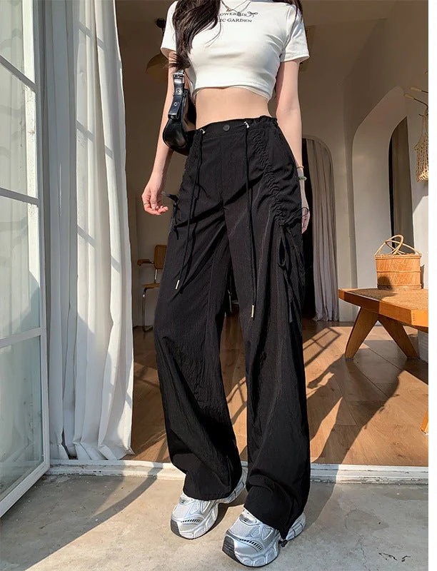 Bow overalls women's spring and autumn 2025 new high-waisted drawstring wide-leg pants quick-drying American sweatpants - Image 8