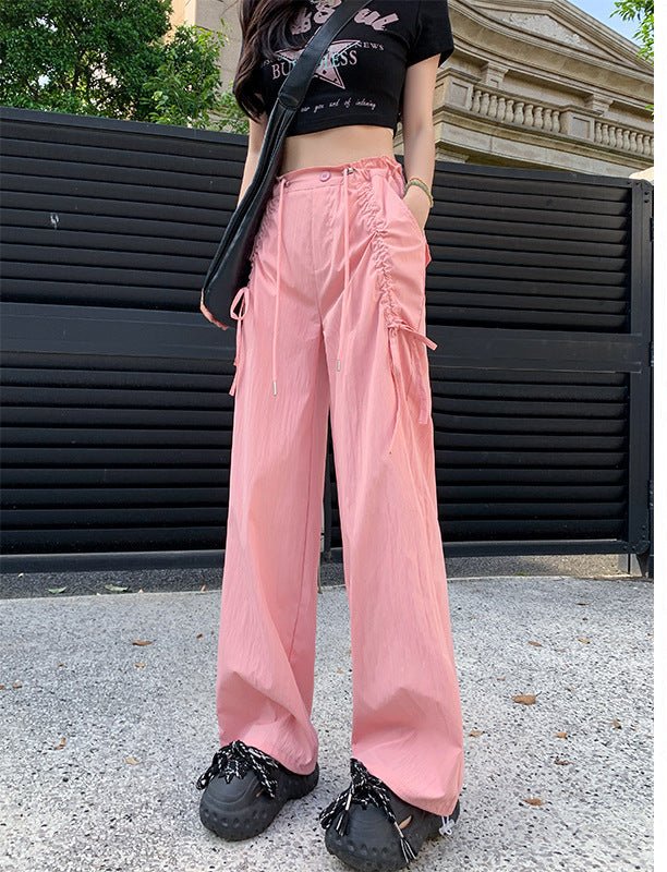 Bow overalls women's spring and autumn 2025 new high-waisted drawstring wide-leg pants quick-drying American sweatpants - Image 9