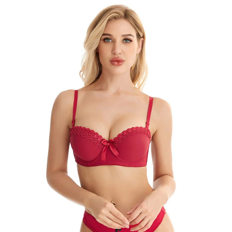 Butterfly Bliss | Half Cup Bra Nylon Spandex Embroidered FD - Image 12