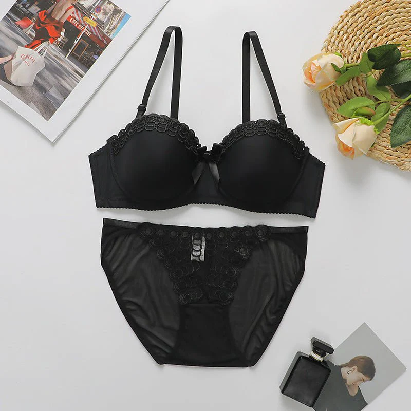 Butterfly Whisper | Embroidered Underwire Non-Slip Bra Panty Set (FD) - Image 16