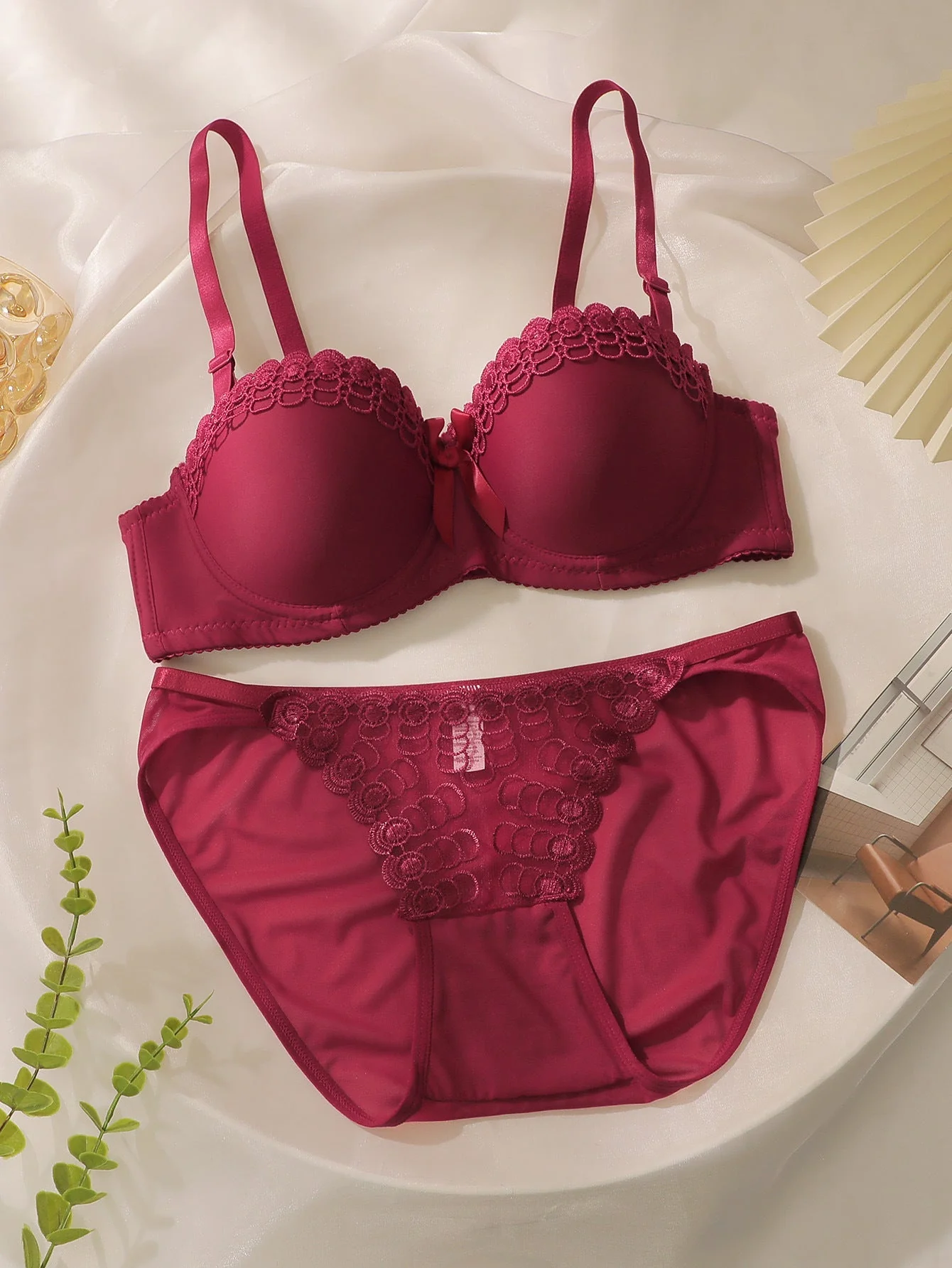 Butterfly Whisper | Embroidered Underwire Non-Slip Bra Panty Set (FD) - Image 3