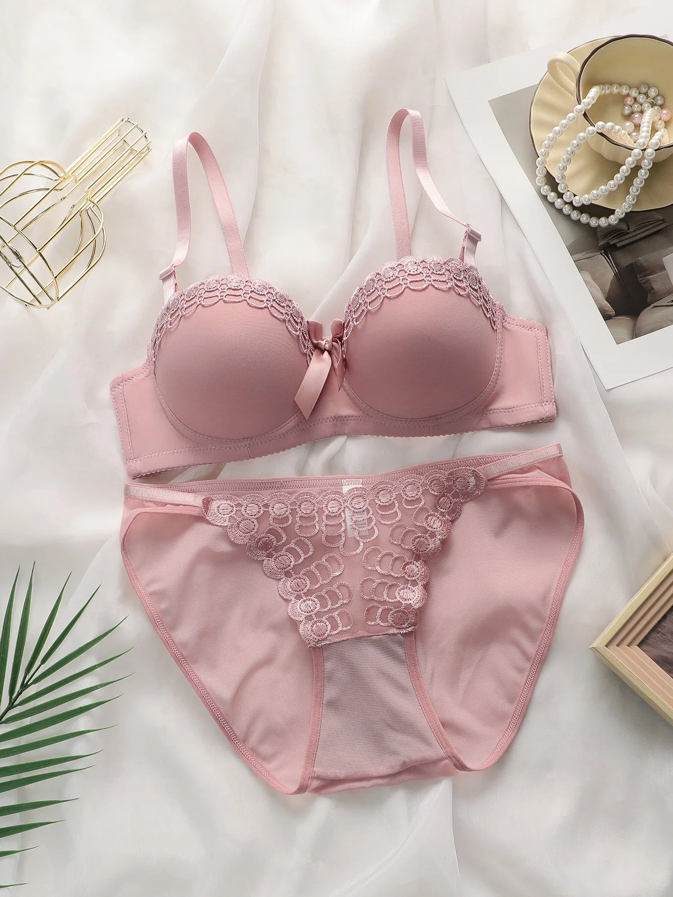 Butterfly Whisper | Embroidered Underwire Non-Slip Bra Panty Set (FD) - Image 4