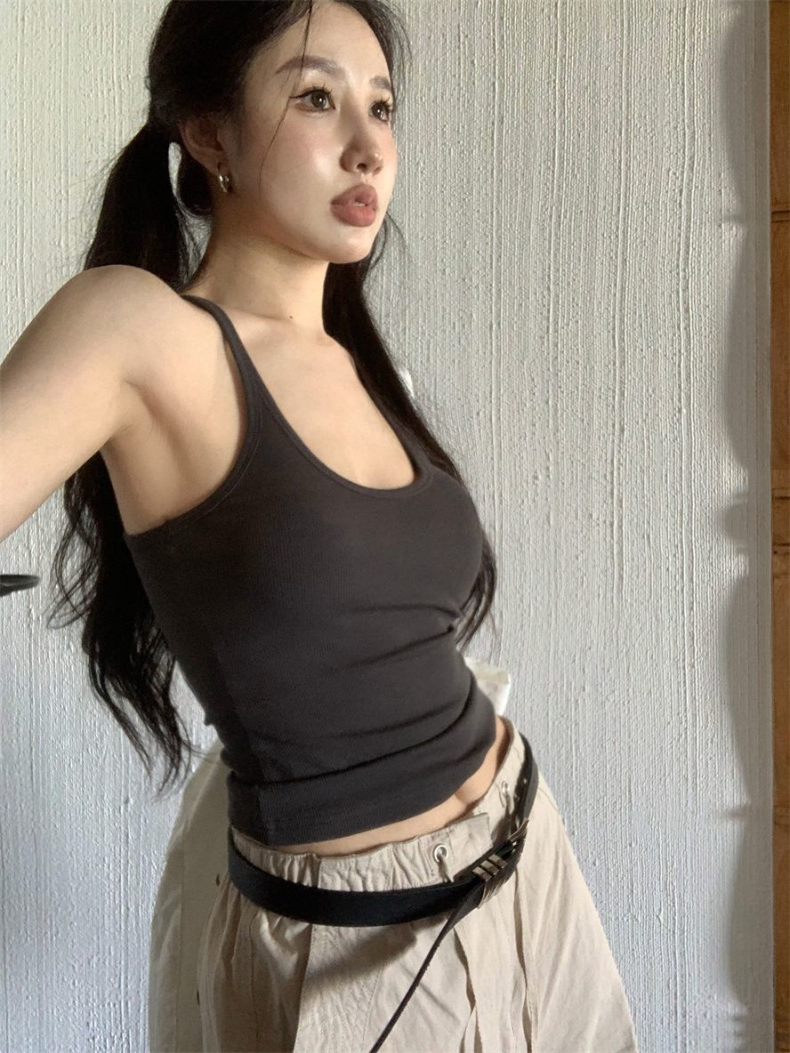 Camisole vest for women summer new pure desire style outer wear sleeveless slim sexy inner wear top bottoming shirt for women FD - Image 30