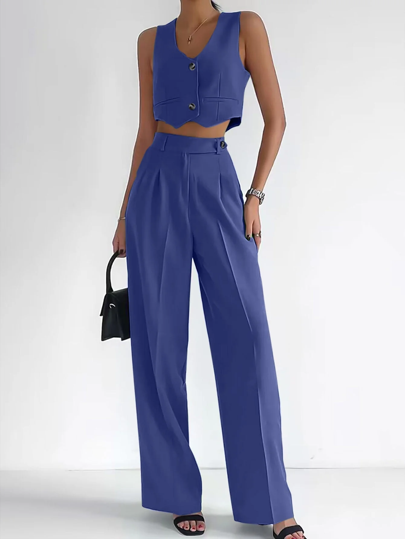 Casual Breeze | Sleeveless Polyester Vest + Trousers Suit - Image 10