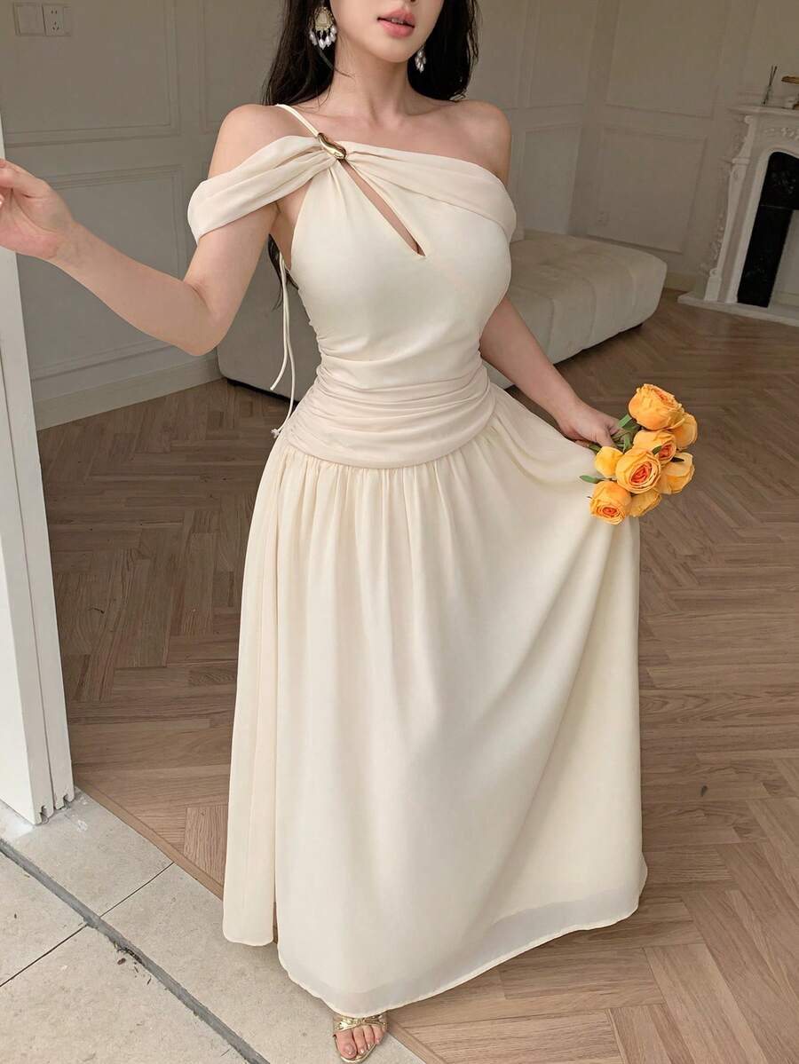 Celisse Women's Chiffon Asymmetric Twist Design Maxi Dress, Elegant Summer Holiday - Image 4