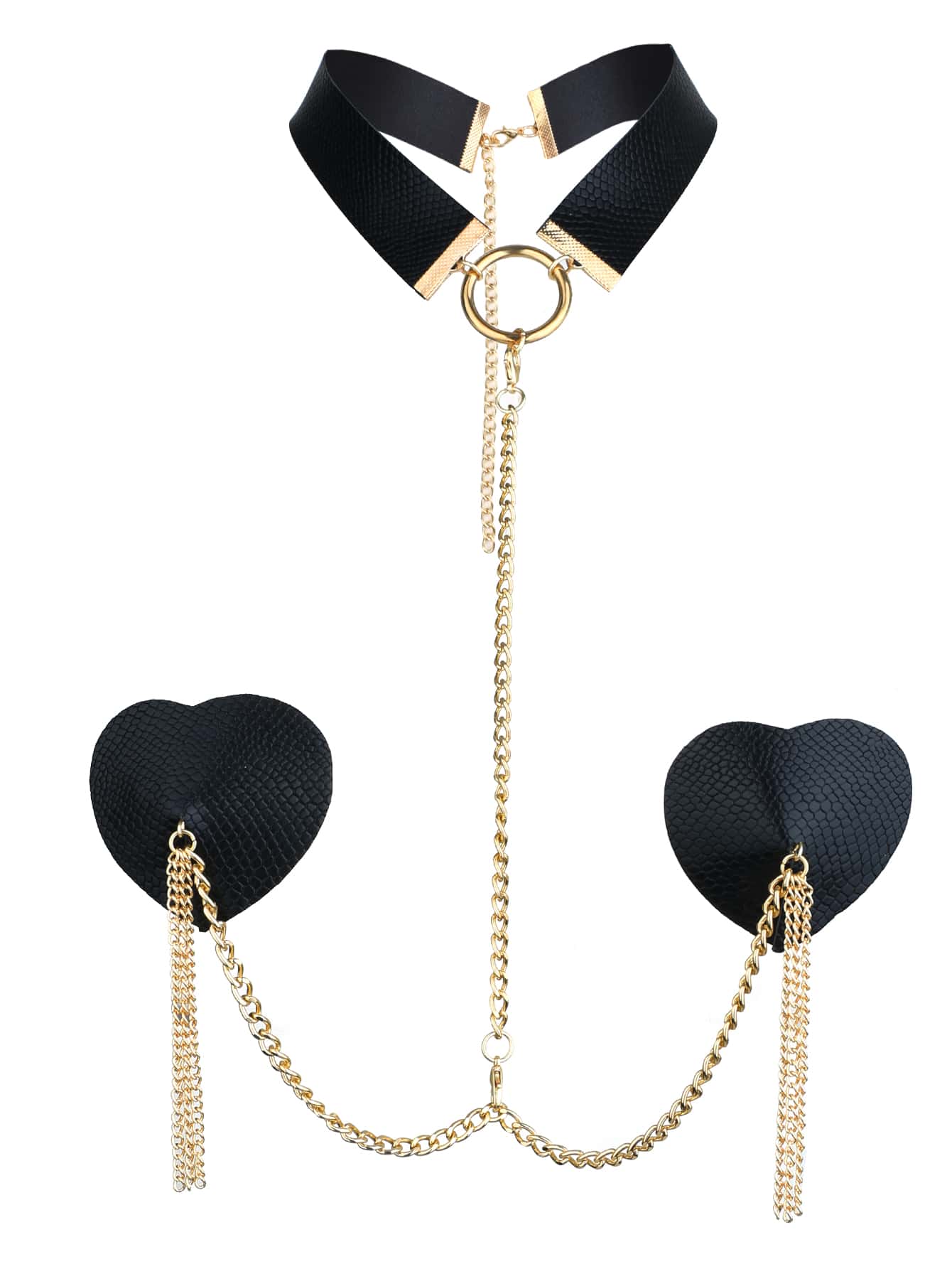Chain Desire | Linked Nipple Cover with Choker Black/Red/Multicolor - Image 2