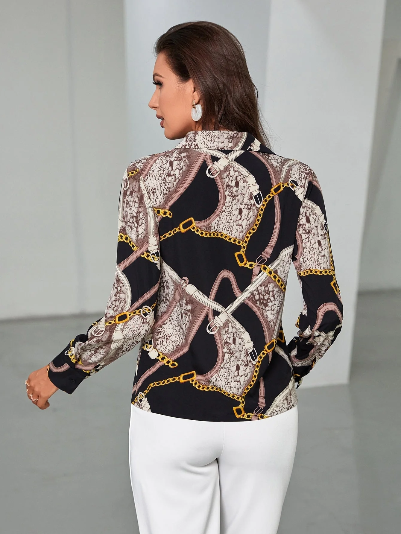 Chain & Snakeskin Print Blouse - Image 2