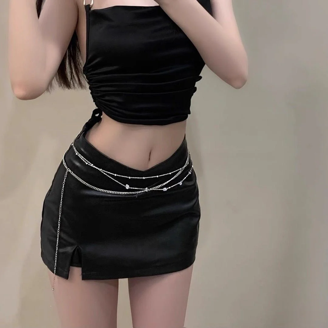 Chanel style waist chain metal with skirt suit belt chain