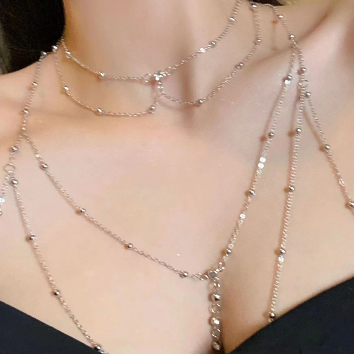 Chest chain jewelry pure desire style all-match sxy diamond pendant body chain necklace - Image 5