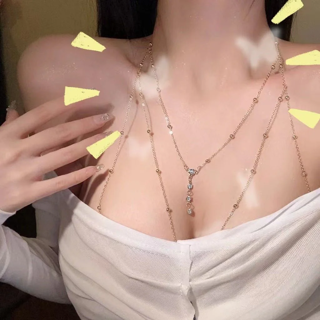Chest chain jewelry pure desire style all-match sxy diamond pendant body chain necklace (FD) - Image 11