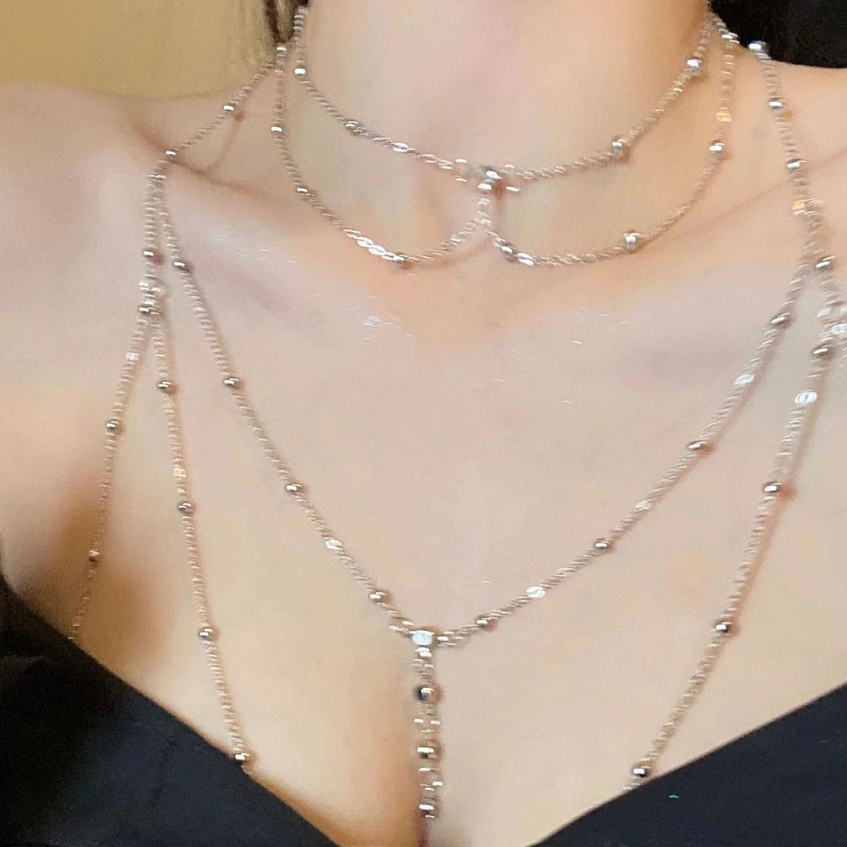 Chest chain jewelry pure desire style all-match sxy diamond pendant body chain necklace (FD) - Image 12