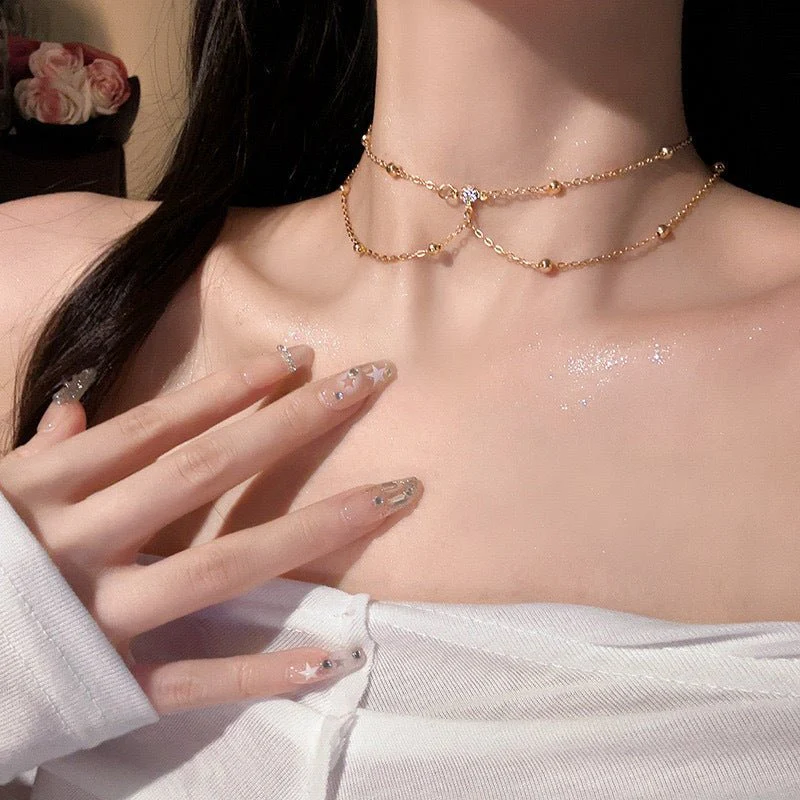 Chest chain jewelry pure desire style all-match sxy diamond pendant body chain necklace (FD) - Image 3