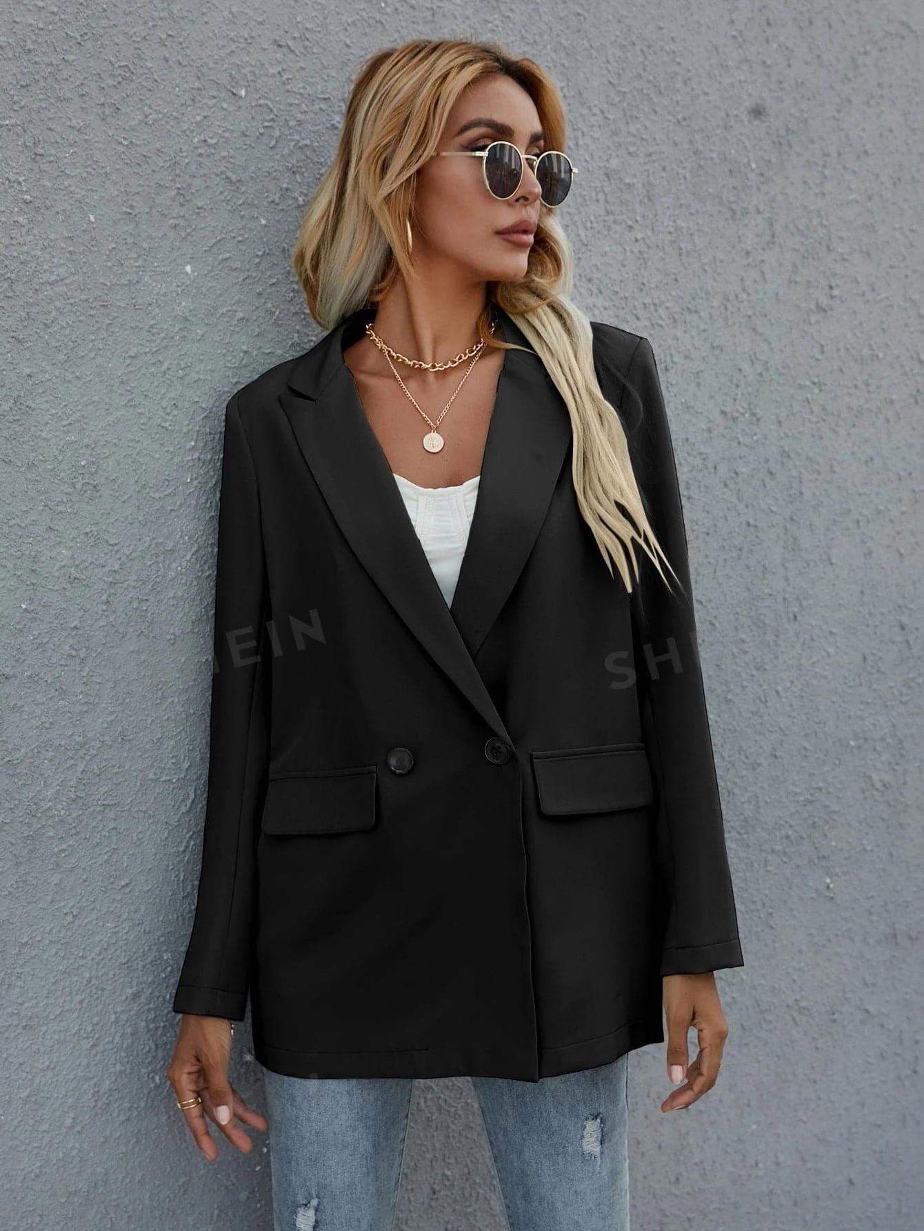 Clasi Flap Detail Double Button Blazer FD