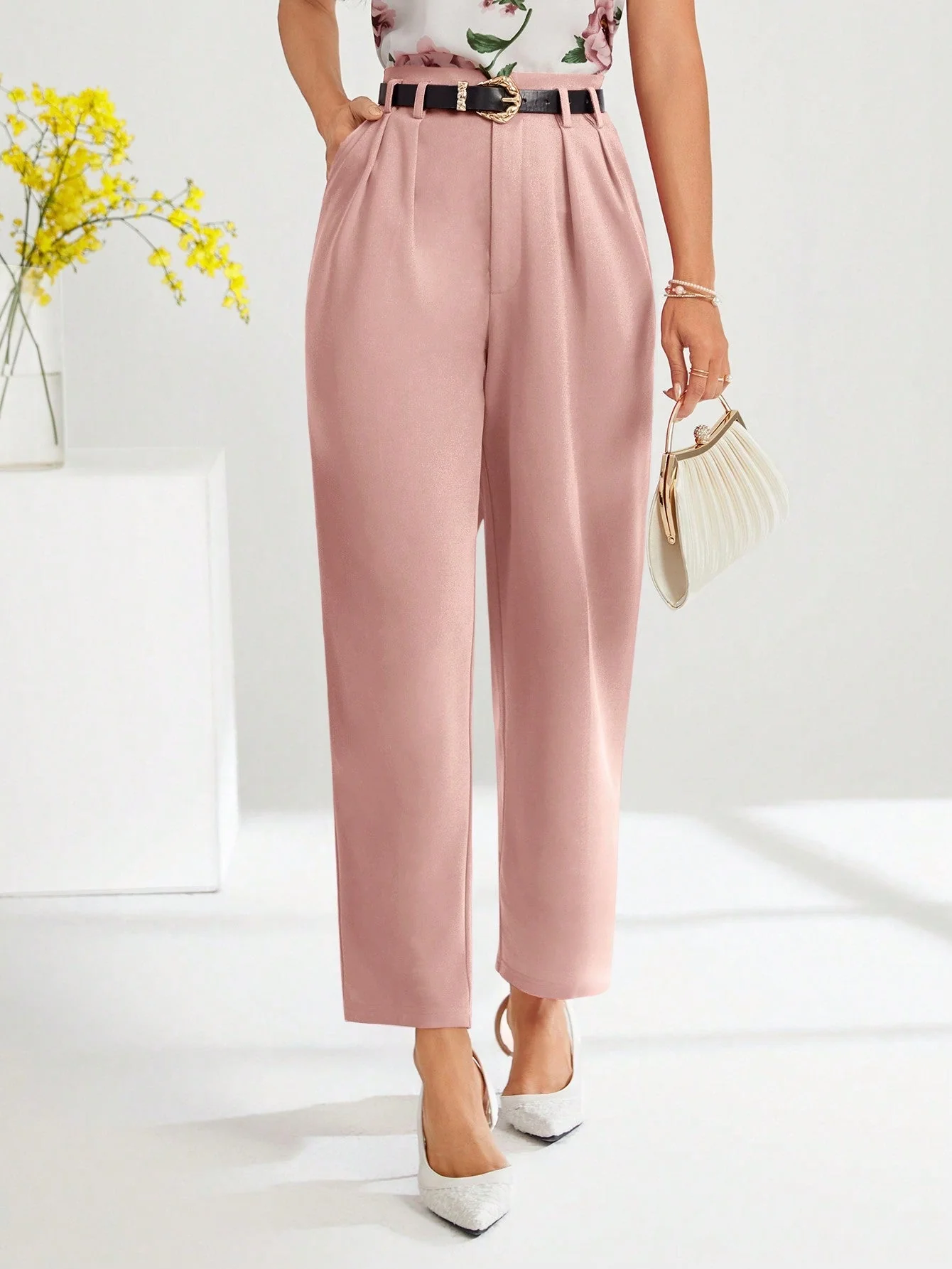 Clasi Solid Slant Pocket Suit Pants Without Belt - Image 10