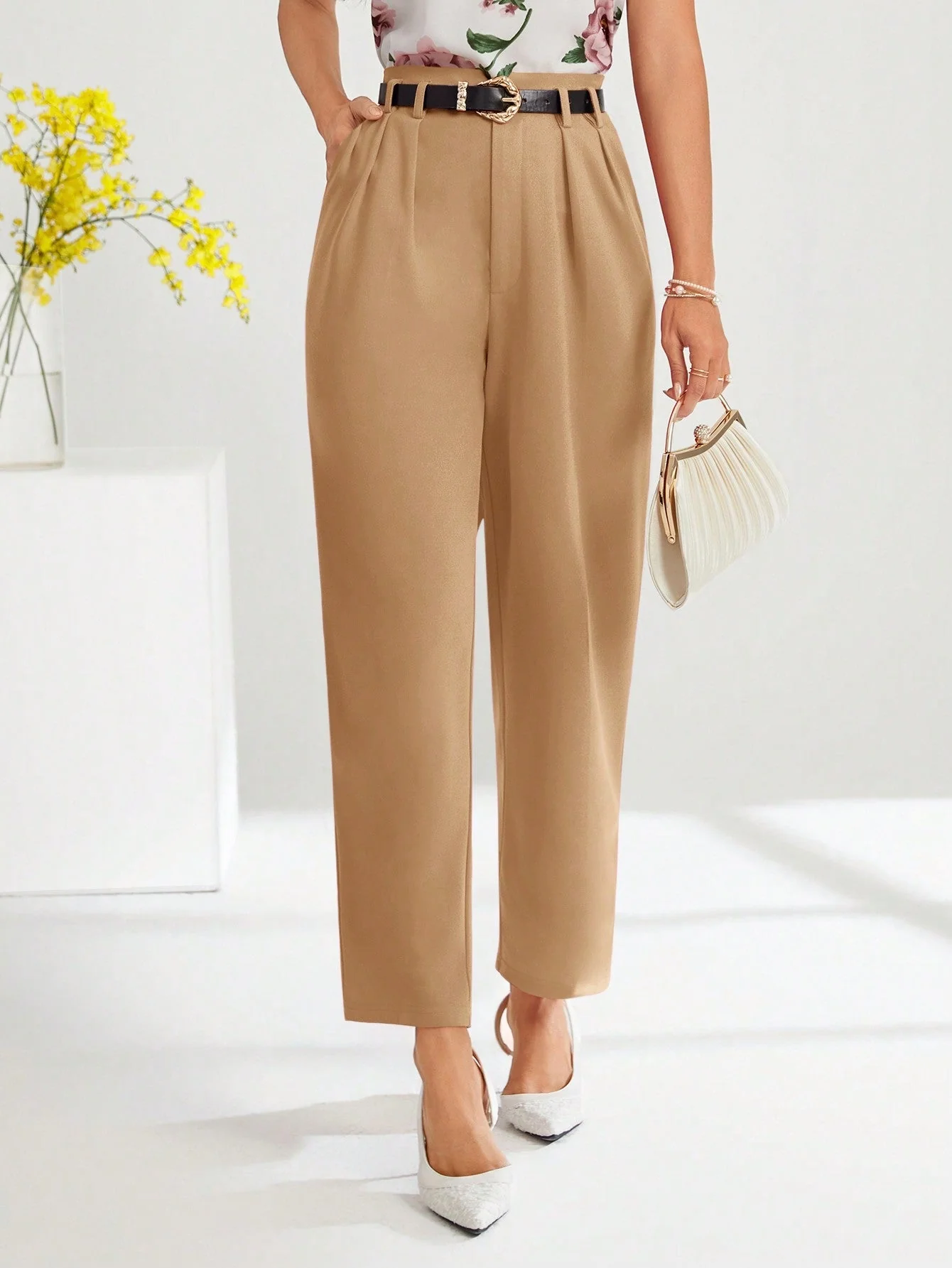 Clasi Solid Slant Pocket Suit Pants Without Belt - Image 11