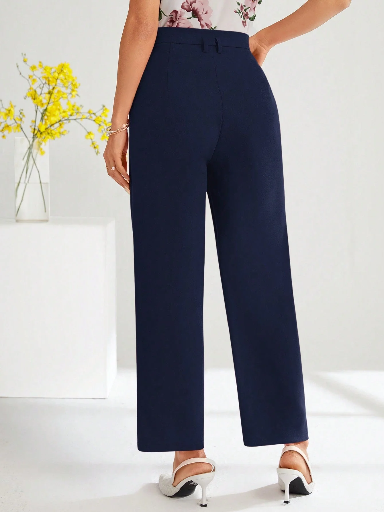 Clasi Solid Slant Pocket Suit Pants Without Belt - Image 13