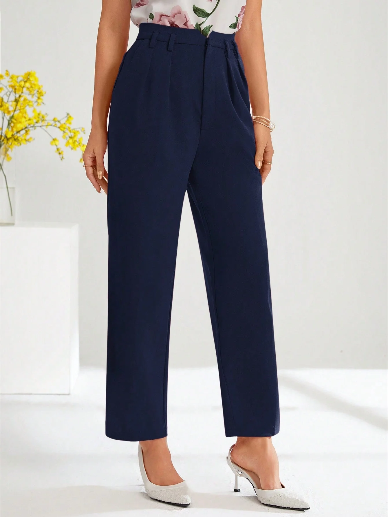 Clasi Solid Slant Pocket Suit Pants Without Belt - Image 16