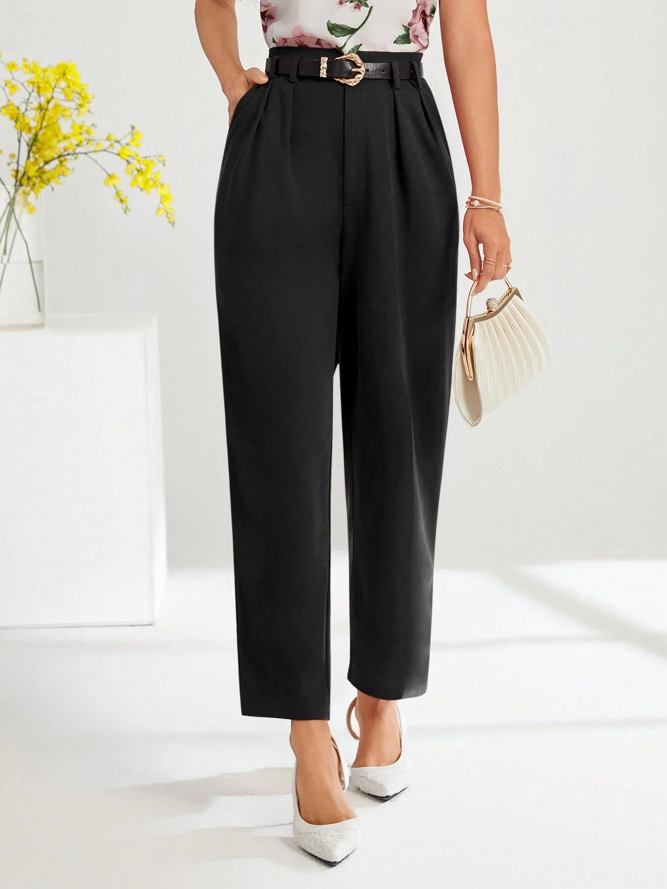 Clasi Solid Slant Pocket Suit Pants Without Belt - Image 23
