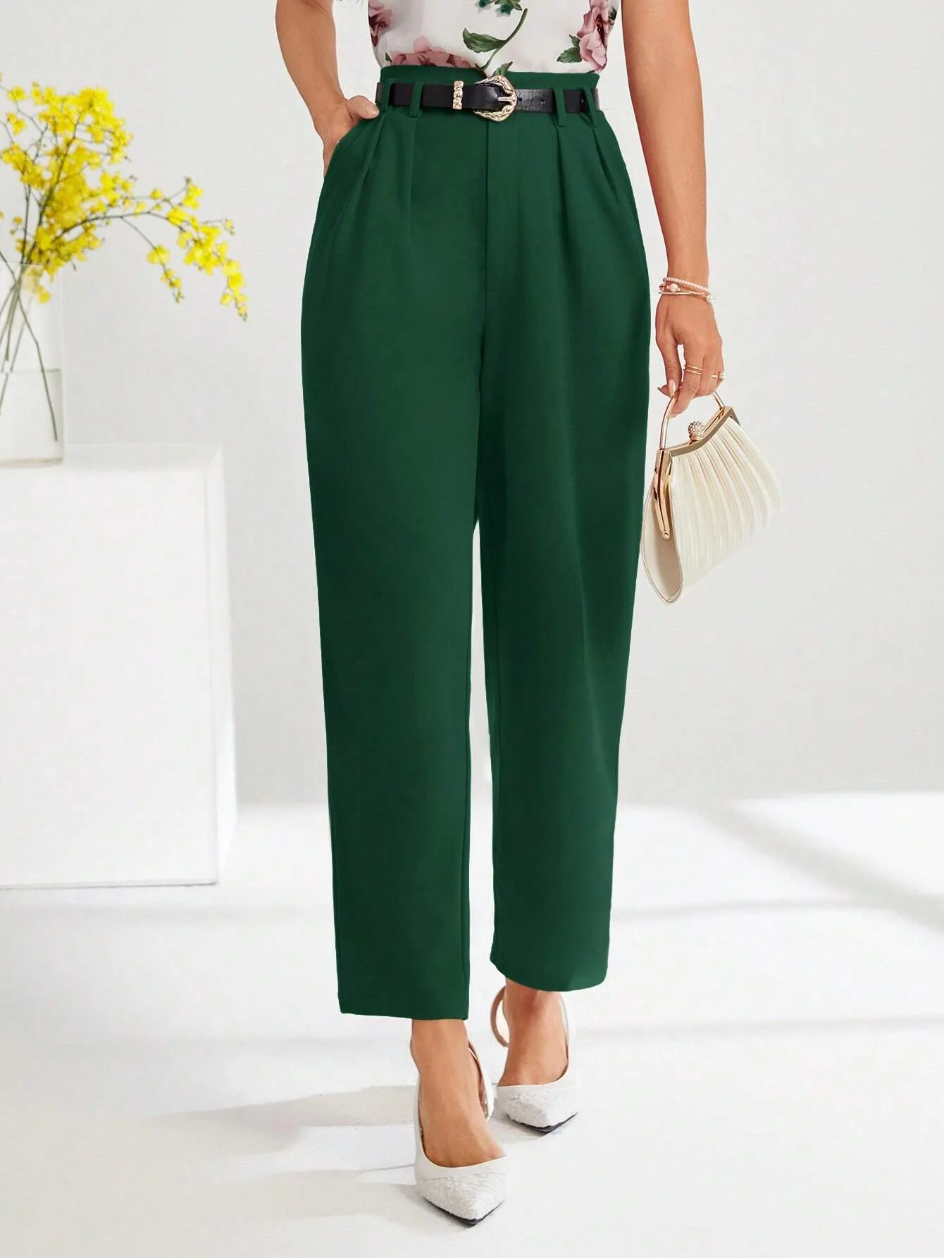 Clasi Solid Slant Pocket Suit Pants Without Belt - Image 25