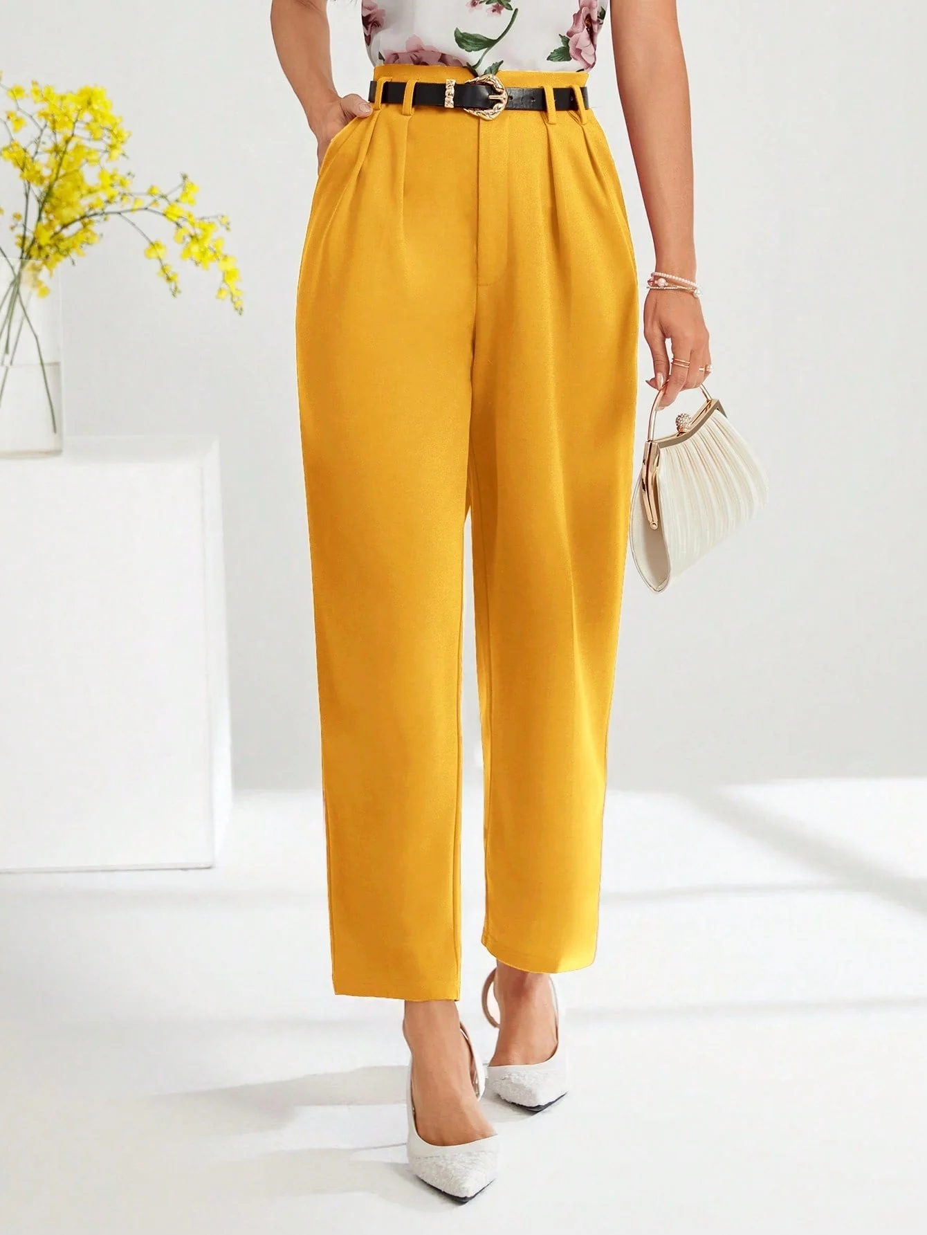 Clasi Solid Slant Pocket Suit Pants Without Belt - Image 26