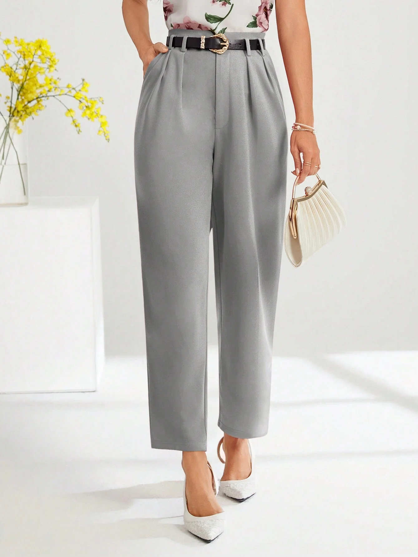 Clasi Solid Slant Pocket Suit Pants Without Belt - Image 27