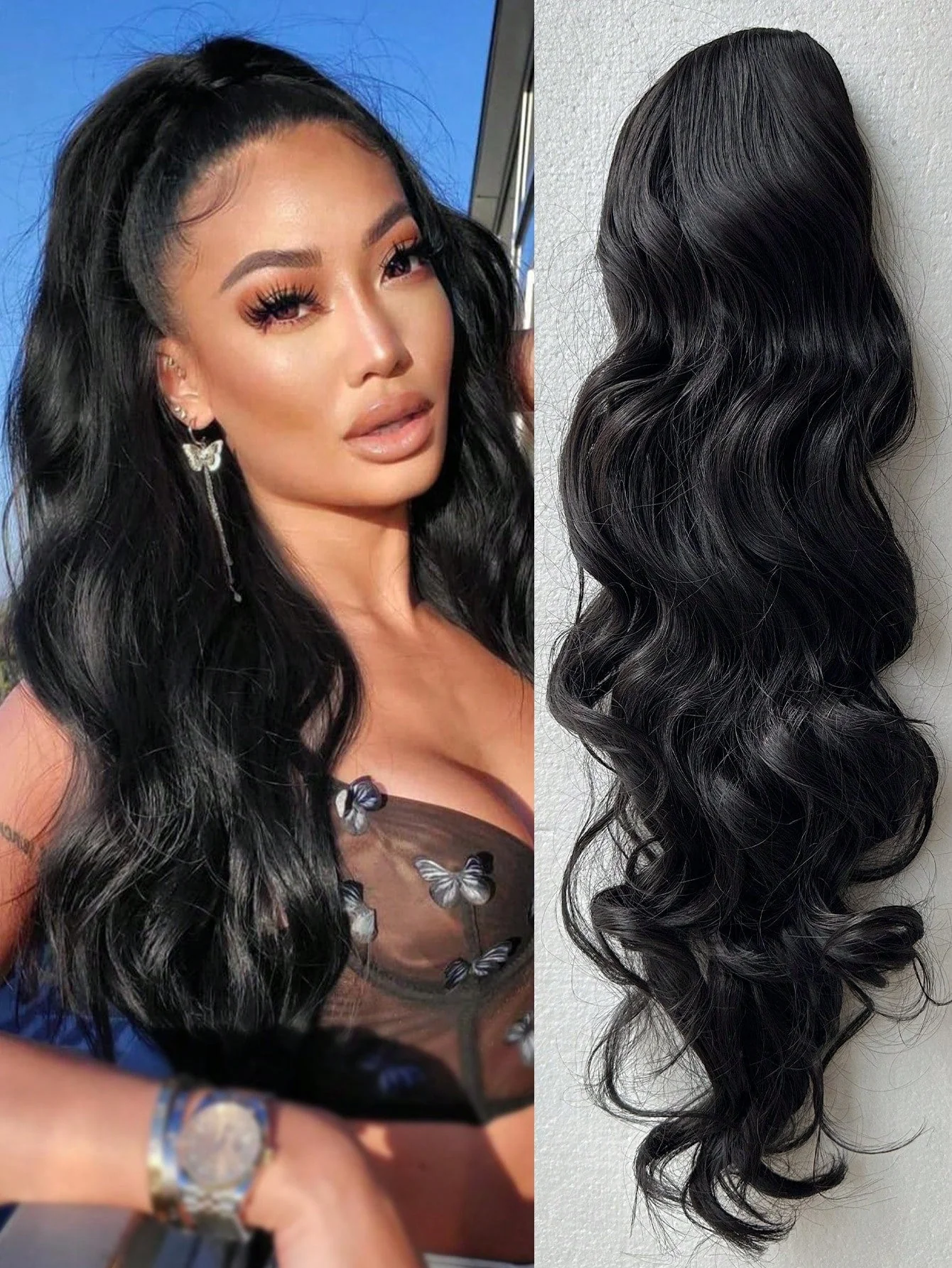 Claw Ponytail Extension 20 Inch Ombre Natural Wave Wavy Clip in Hair Extensions Soft Natural Looking Heat Resistant Fiber Synthetic Hairpiece For Women Daily Use - Image 21