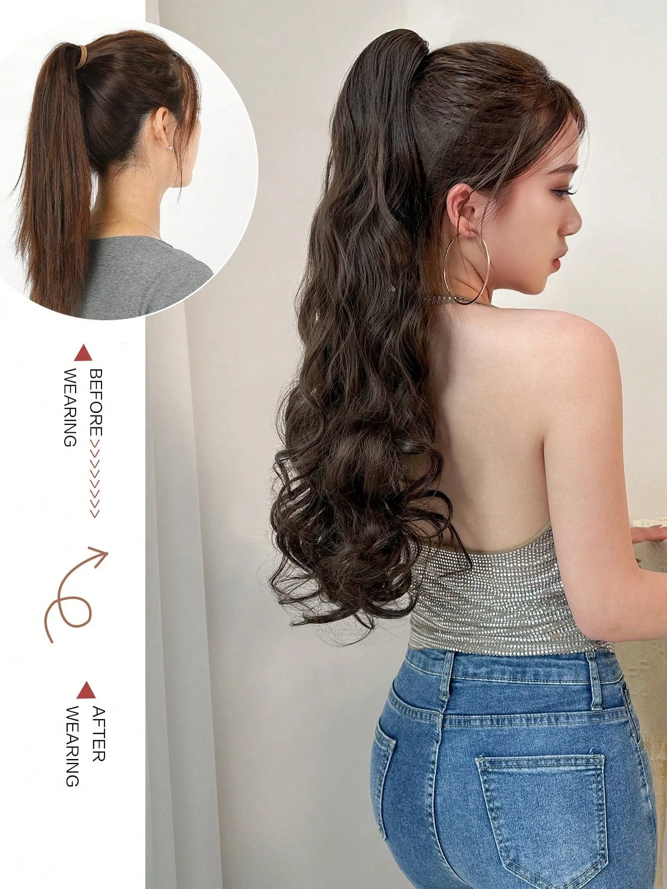 Claw Ponytail Extension 20 Inch Ombre Natural Wave Wavy Clip in Hair Extensions Soft Natural Looking Heat Resistant Fiber Synthetic Hairpiece For Women Daily Use - Image 27