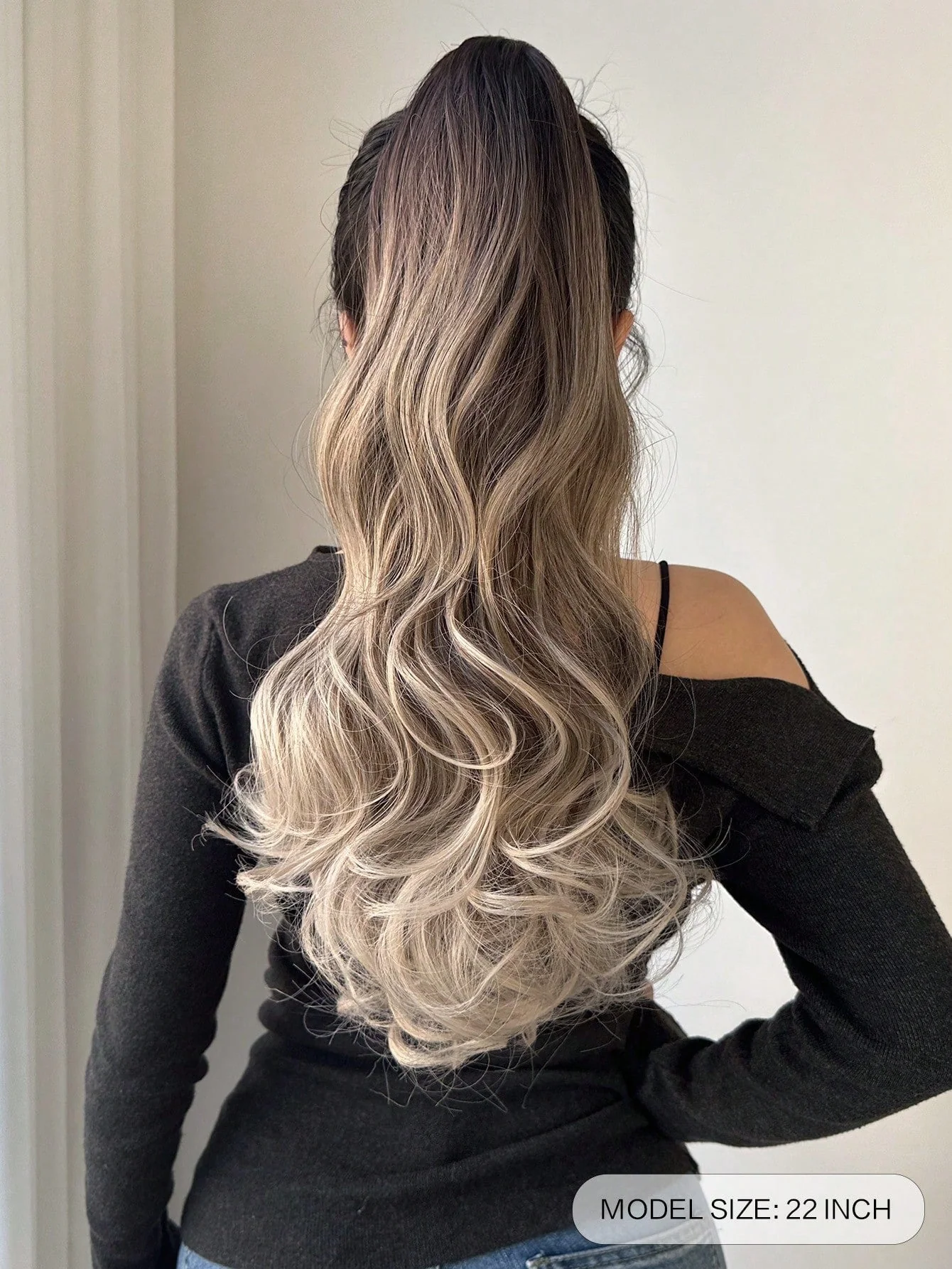 Claw Ponytail Extension 20 Inch Ombre Natural Wave Wavy Clip in Hair Extensions Soft Natural Looking Heat Resistant Fiber Synthetic Hairpiece For Women Daily Use - Image 3