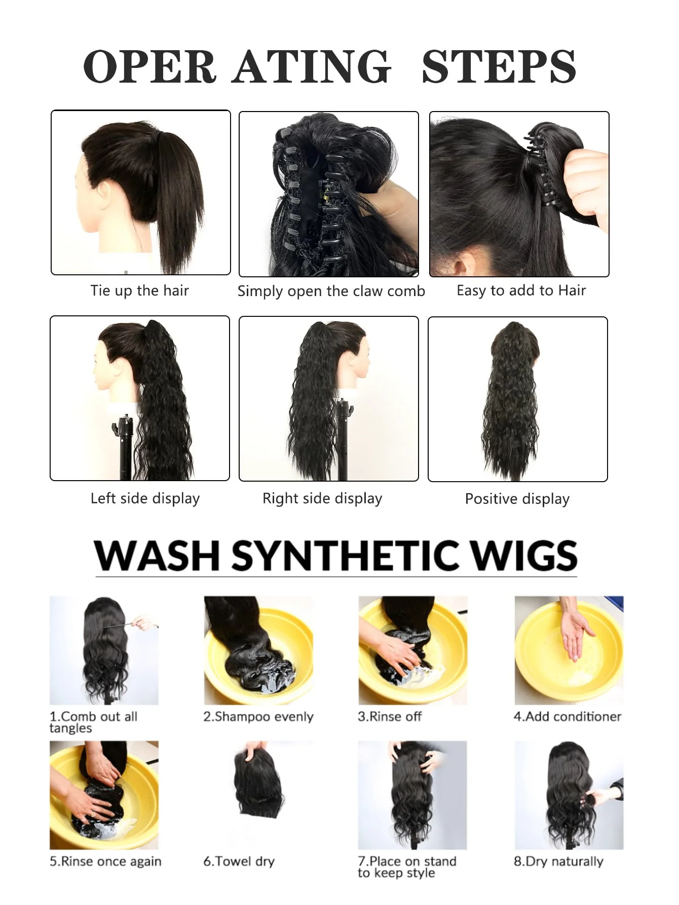 Claw Ponytail Extension 20 Inch Ombre Natural Wave Wavy Clip in Hair Extensions Soft Natural Looking Heat Resistant Fiber Synthetic Hairpiece For Women Daily Use - Image 8
