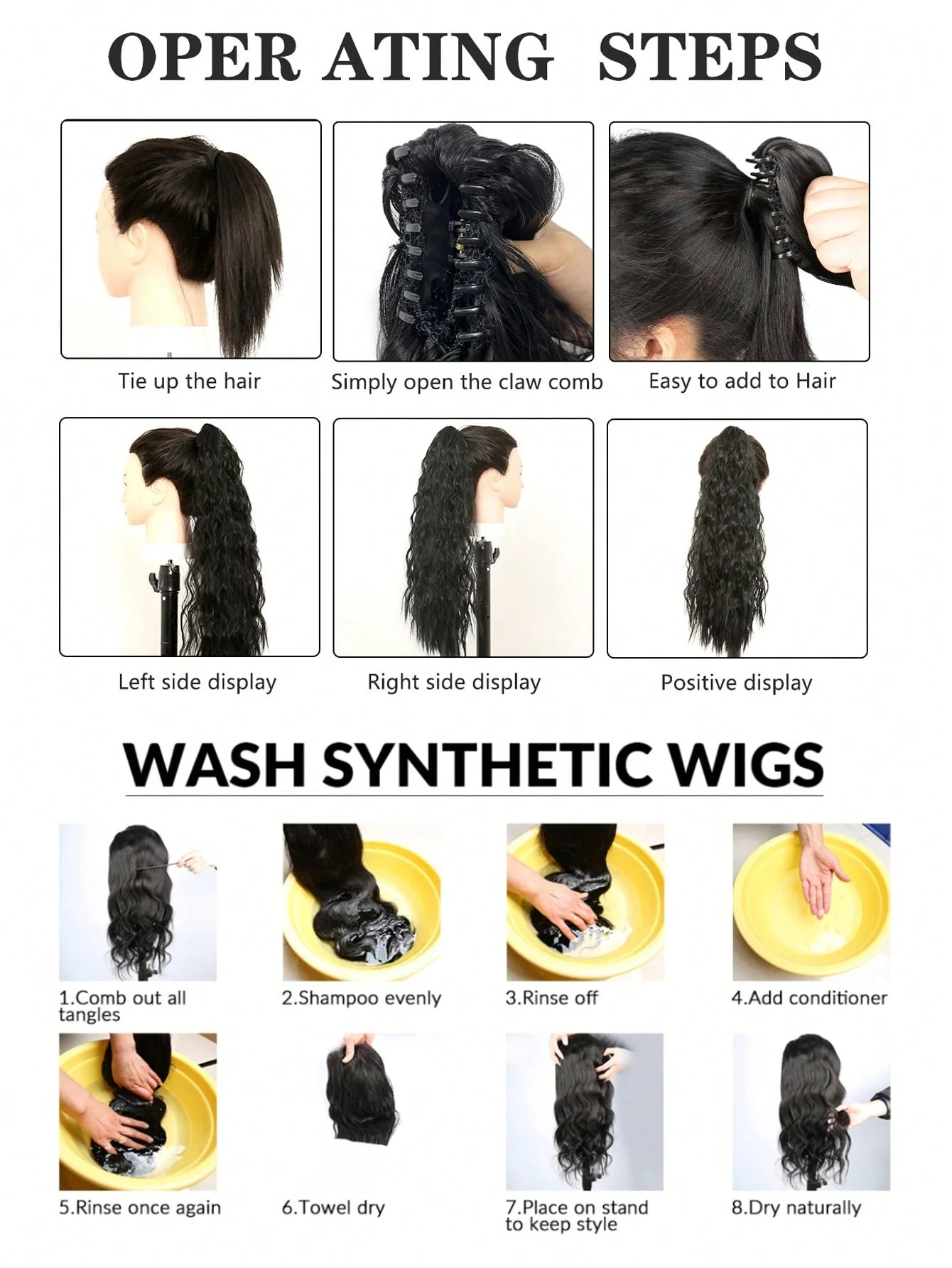 Claw Ponytail Extension 20 Inch Ombre Natural Wave Wavy Clip in Hair Extensions Soft Natural Looking Heat Resistant Fiber Synthetic Hairpiece For Women Daily Use - Image 7